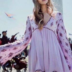 Free People Lavender Tunic Top Small Boho Hippie